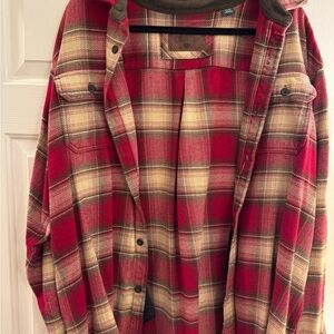 Orvis Red and Cream Plaid Shirt
